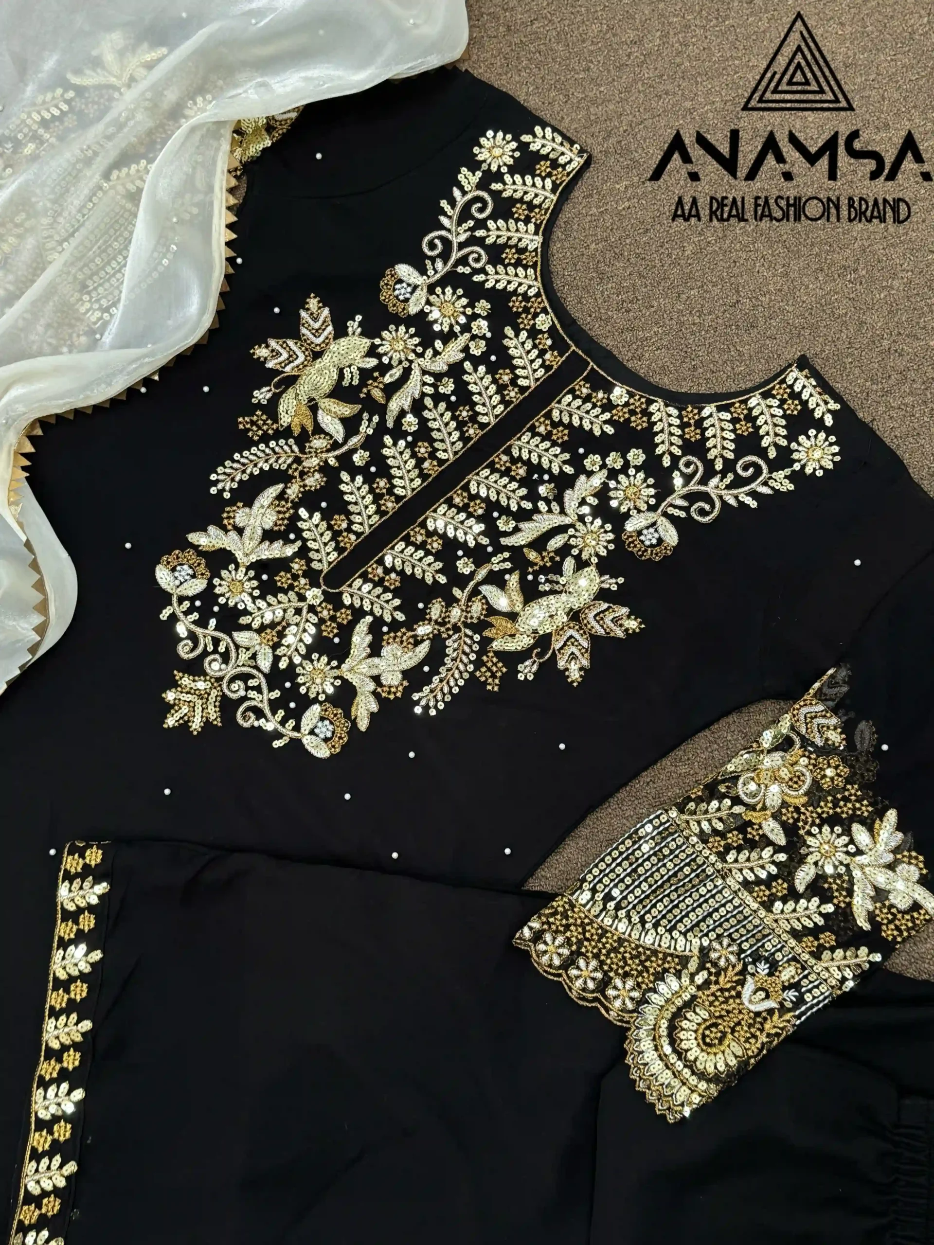Vardan Ethnic Anamsa 487 Heavy Pure Faux Georgette Wholesale Pakistani Salwar Suit — Wholesale Salwar Suits, MPA wholesale from Surat - Gallery Image 3